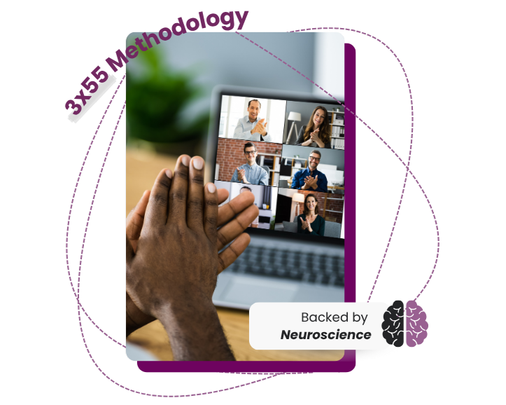Sterling Executive members participating in a virtual peer session designed with the 3x55 Methodology, backed by neuroscience